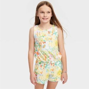 Roller Rabbit x Target Girls Green and Yellow Vacation Terry Tank Top - XS